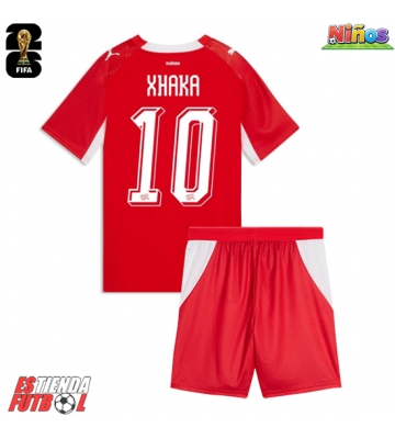 Suiza Granit Xhaka #10 Primera Equipación Niños Mundial 2026 Manga Corta (+ Pantalones cortos)